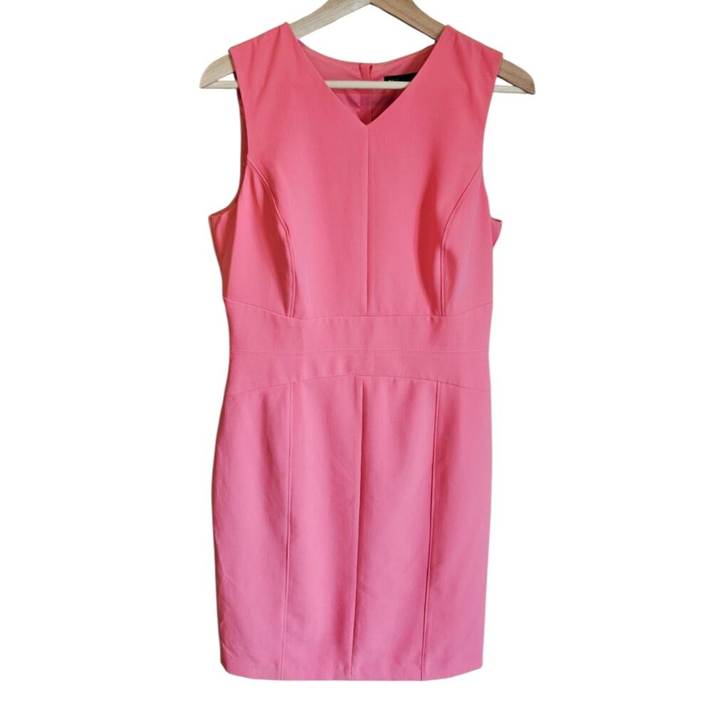 White House Black Market Coral Pink Sleeveless Sheath Dress Fully Lined Size 12